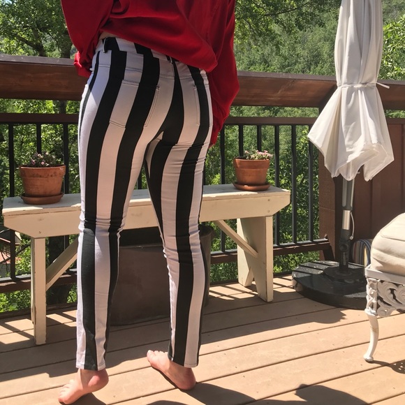 Pants - Black and White Striped Pants size large